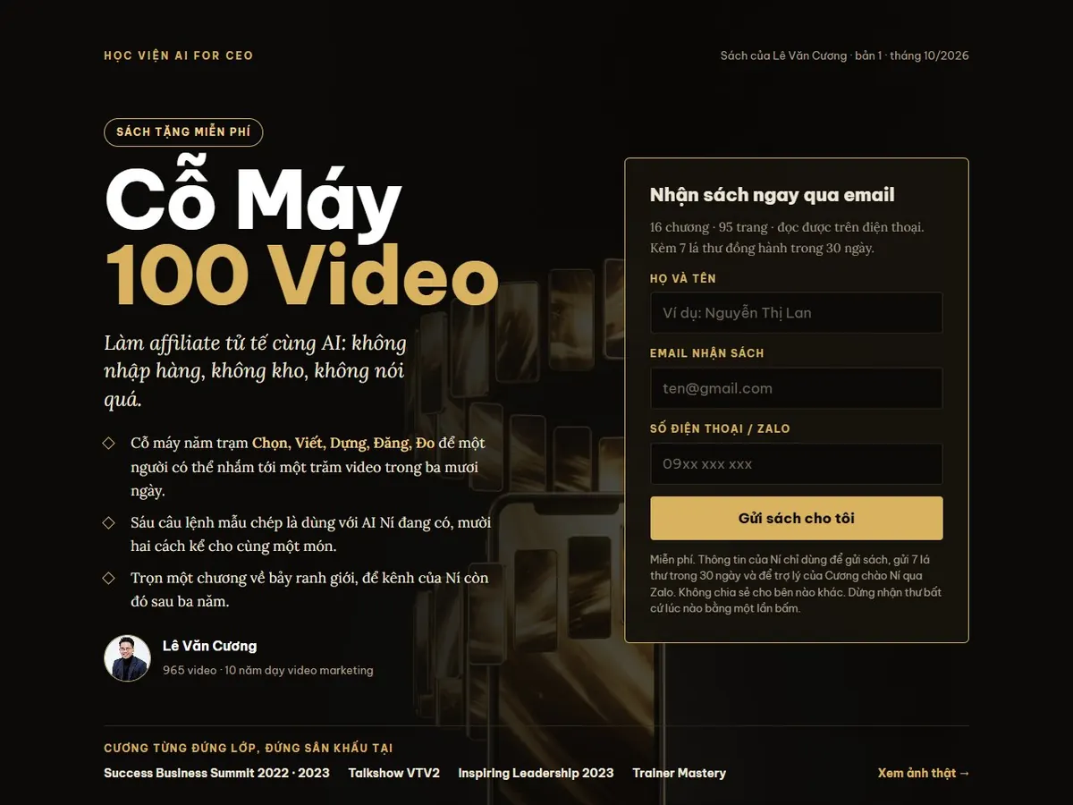 Trang sách Cỗ Máy 100 Video