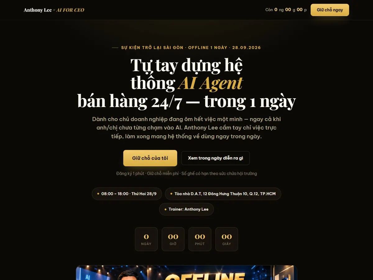 Trang sự kiện Một ngày Ứng Dụng AI Agent
